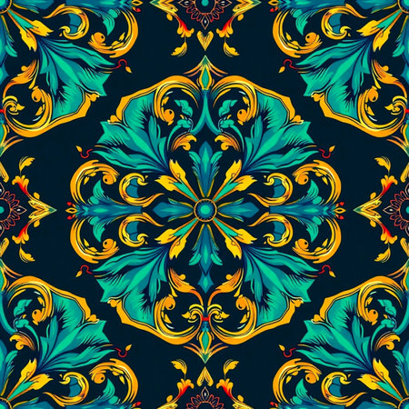 Seamless pattern with baroque ornament. Vector illustration.の写真素材