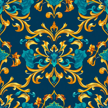 Seamless pattern with baroque ornament. Vector illustration.の写真素材