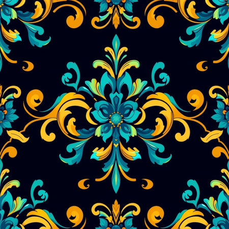 Seamless pattern with damask ornament. Vector Illustration.の写真素材