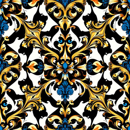 Seamless pattern with baroque ornament. Vector illustration.の写真素材
