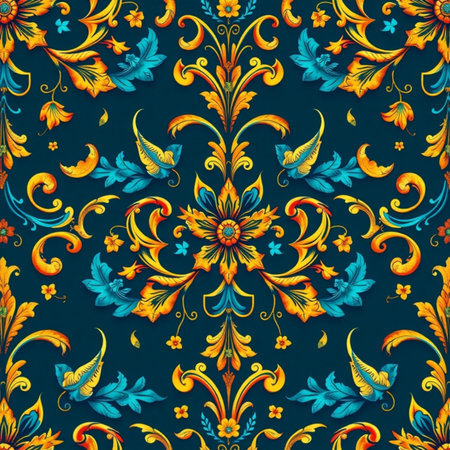 Seamless pattern with vintage floral ornament.  Vector illustration.の写真素材