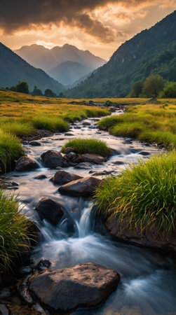 Mountain stream in the highlands.の写真素材