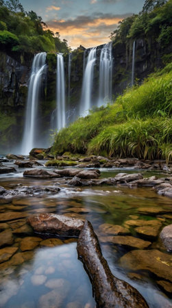 Tad Mok waterfall in Doi Inthanon National Park, Chiang Mai, Thailandの写真素材