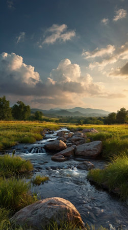 Beautiful sunset over a small river