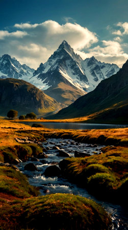 Mountain landscape in the Cordillera Huayhuash, Peruの写真素材