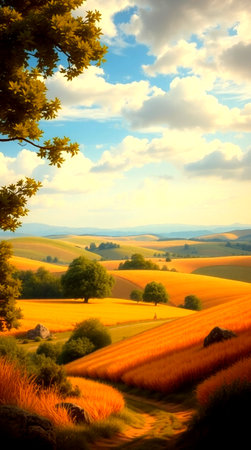 Landscape in Tuscany, Italy. Rural scene at sunset.の写真素材