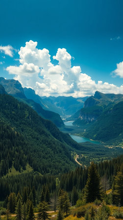 Panoramic view of the lake in the mountains. Switzerland.の写真素材