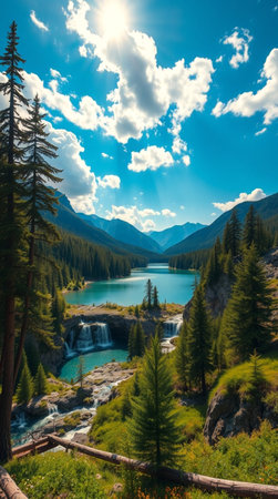 Beautiful view of the lake in the mountains. The concept of active and photo tourism