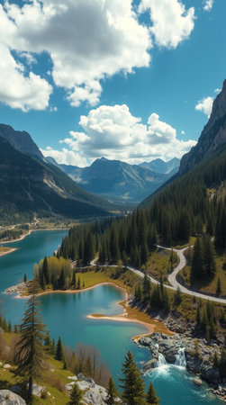 Beautiful view of lake in Dolomites mountains, Italy.