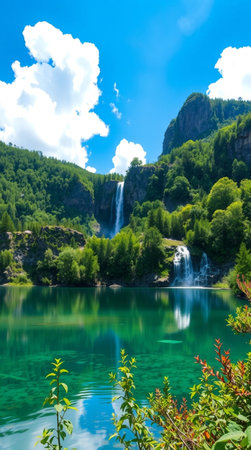 Beautiful landscape of Plitvice Lakes National Park,Croatiaの写真素材