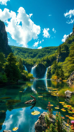 Beautiful view of the Plitvice Lakes National Park, Croatiaの写真素材