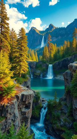 Beautiful view of the famous waterfall