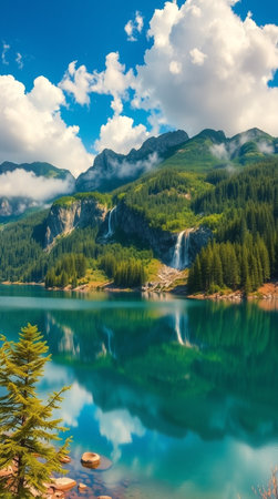 Mountain lake in Dolomites, Italy, Europe. Beauty world.の写真素材