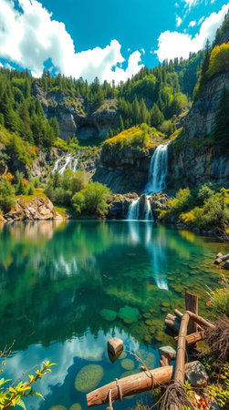 Beautiful view of the famous Plitvice Lakes National Park in Croatia