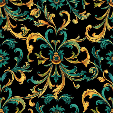 Seamless pattern with baroque ornament. Vector illustration.の写真素材