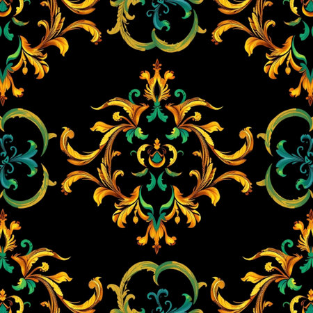 Seamless pattern with baroque, damask ornament. Vector background.の写真素材