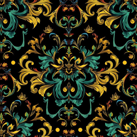 Seamless pattern with baroque ornament. Vector illustration.の写真素材