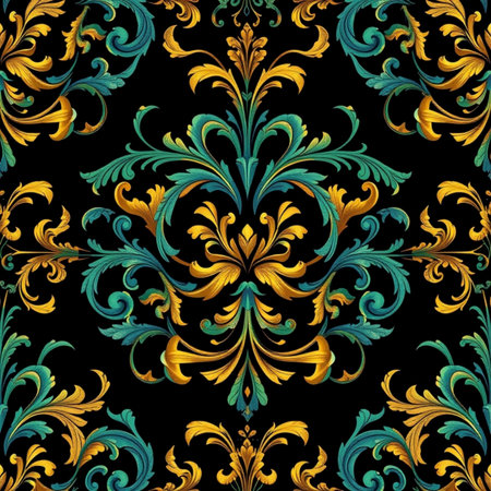 Seamless pattern with vintage baroque ornament. Vector illustration