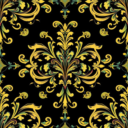 Seamless pattern with gold vintage baroque ornament. Vector illustrationの写真素材