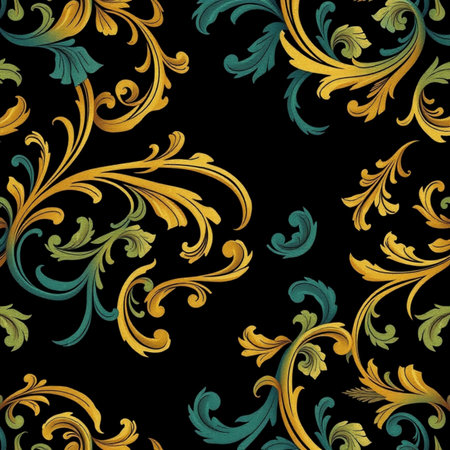 Seamless pattern with vintage baroque ornament. Vector illustrationの写真素材