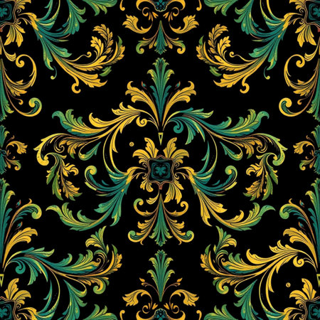 Seamless pattern with vintage baroque ornament. Vector background.の写真素材