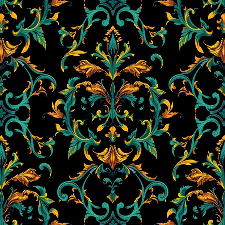 Seamless pattern with vintage baroque ornament. Vector illustrationの写真素材