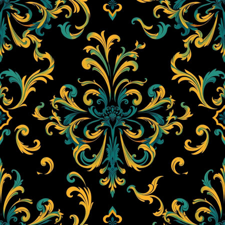 Seamless pattern with vintage baroque ornament. Vector illustrationの写真素材