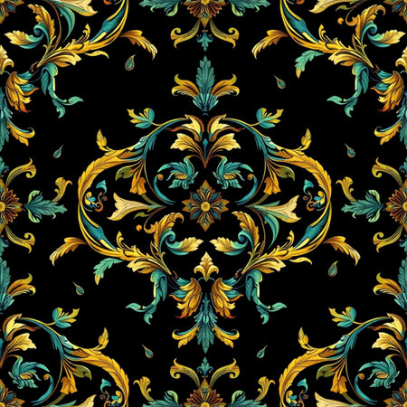 Seamless pattern with vintage baroque ornament. Vector illustrationの写真素材