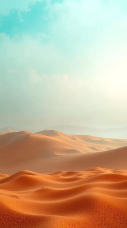 Desert sand dunes. Sunrise. 3d render illustration.の写真素材