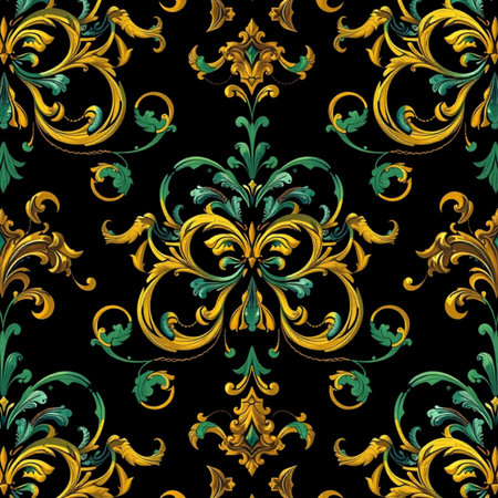 Seamless pattern with vintage baroque ornament. Vector illustrationの写真素材