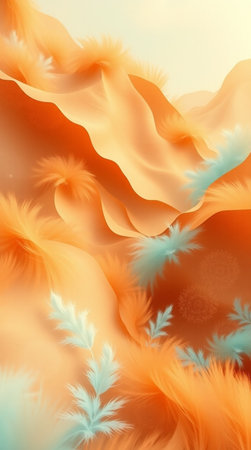 Abstract background with orange and turquoise feathers. Vector illustration.の写真素材