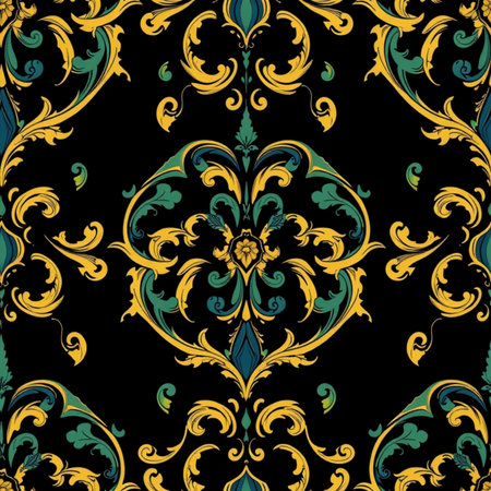Seamless damask pattern. Vector baroque background.の写真素材