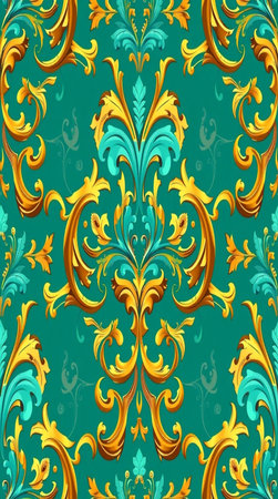 Seamless pattern with vintage baroque ornament. Vector illustrationの写真素材
