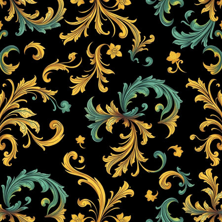 Seamless pattern with baroque ornament. Vector illustration.の写真素材