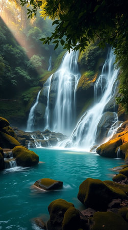 Beautiful waterfall in the deep forest of Thailand