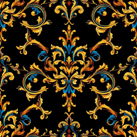 Seamless pattern with vintage baroque ornament. Vector illustrationの写真素材