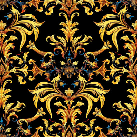 Seamless pattern with golden baroque ornament. Vector illustration.の写真素材