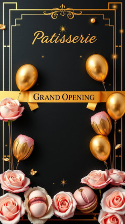 Gold and pink balloons, roses and confetti.の写真素材