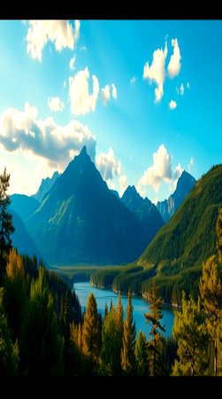Mountains and lake in the Canadian Rockies. Alberta, Canada.