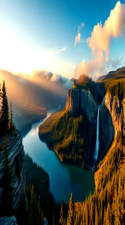 Glacier National Park, Montana, USA. Scenic view at sunset.の写真素材