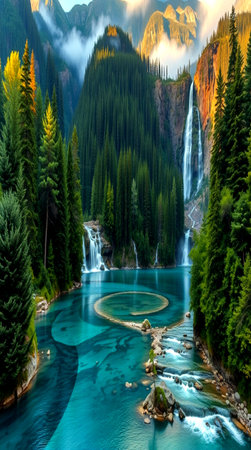 Beautiful view of the emerald water of the Valley of the Kings, Californiaの写真素材