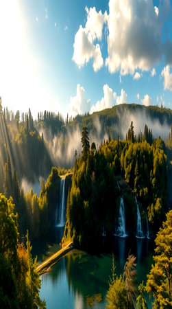 Waterfall in the mountains of the Altai Republic, Russia.の写真素材