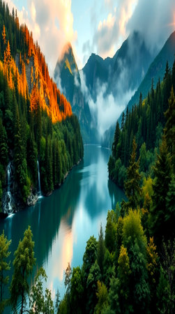 Mountain lake in the mountains. Picturesque and gorgeous scene.の写真素材