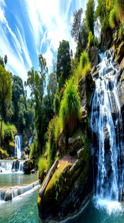 Waterfall in the mountains of the Alentejo region, Portugalの写真素材