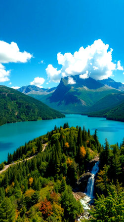 Beautiful alpine lake with clear turquoise water in Switzerland