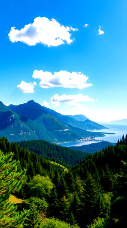 Mountain landscape in the south of Italy. Lake Como.の写真素材