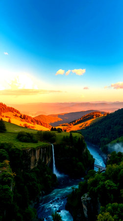 Waterfall in Yosemite National Park, California, United States of Americaの写真素材