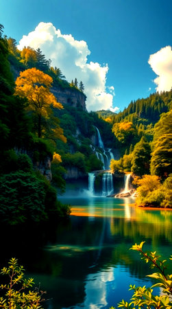 Waterfall in Plitvice Lakes National Park (Croatia)