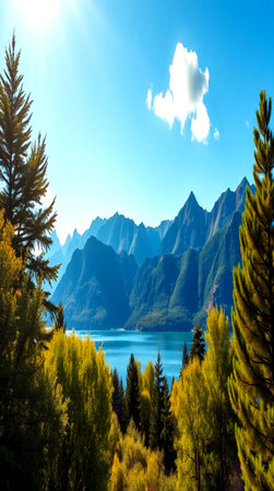 Beautiful lake and mountains in South Island, New Zealand.の写真素材
