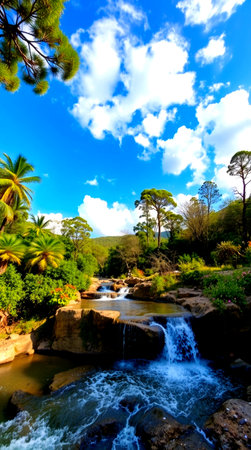 Waterfall in the National Park of Kenya, Africa. Beautiful natural landscape.の写真素材